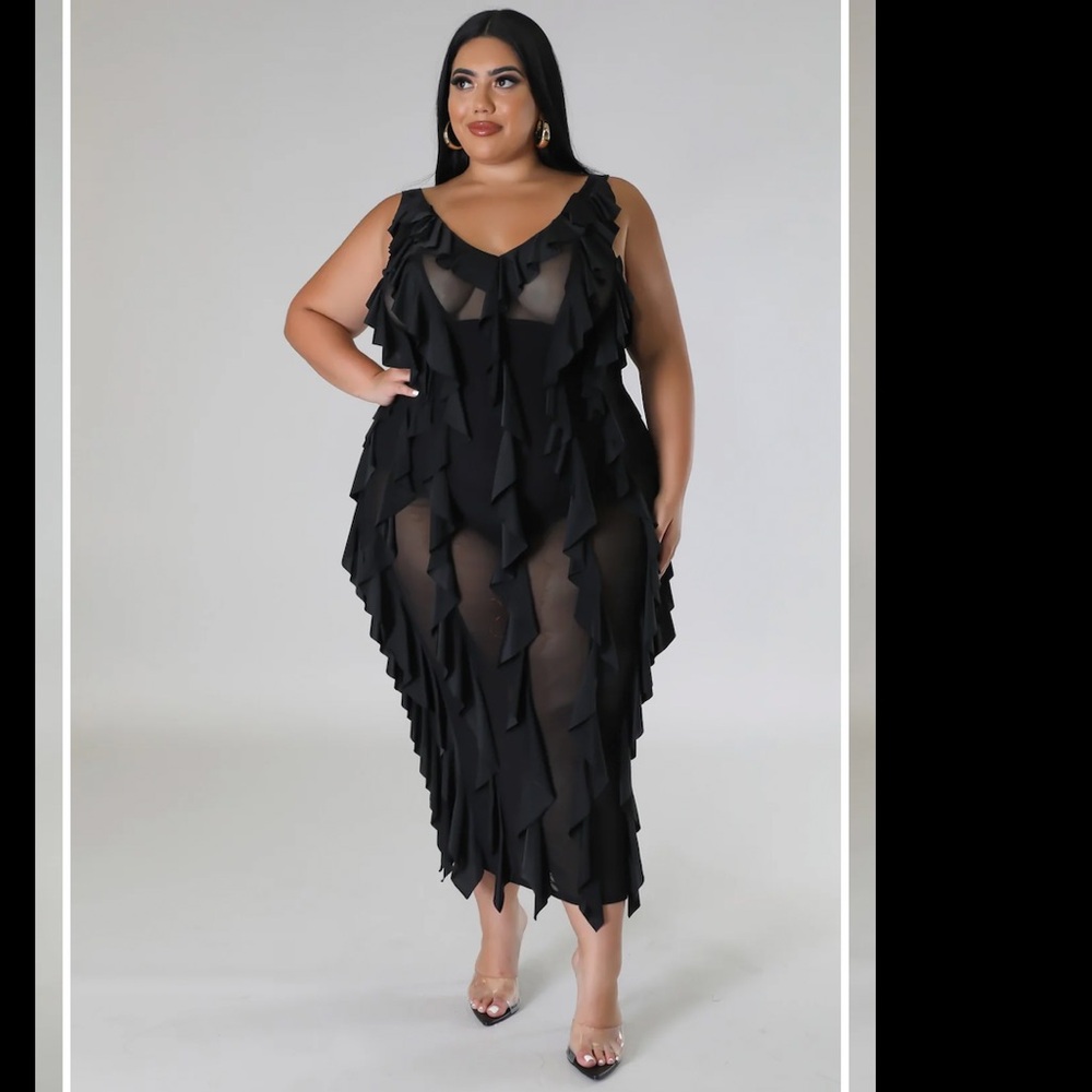 Elegant Black Ruffled Dress